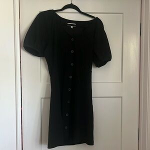 Texture and Thread Madewell Button Front Black Mini Dress Medium